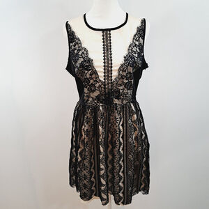 Monteau Lace Ivory Dress Sleeveless Mini Sexy Open Back Womens Sz Medium M